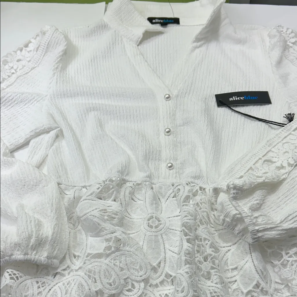 Alice Blue White Lace Peplum Blouse - Image 6