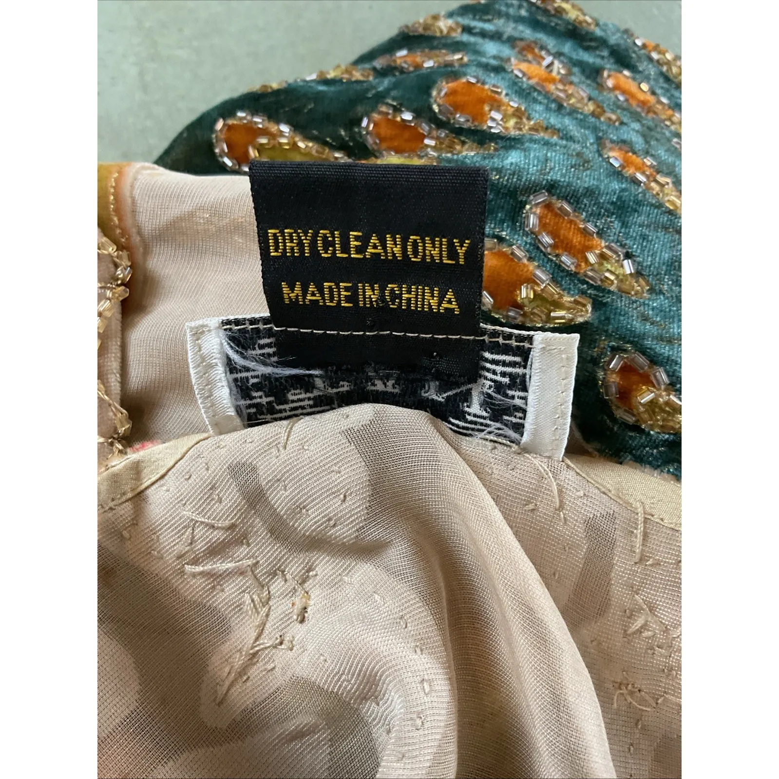 Multi Color ARTDECO STEVIE NICK'S STYLE VELVET GYPSY BOHO Duster Kimono L Green Size undefined - Image 5