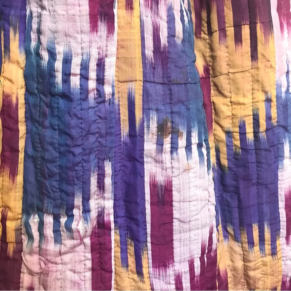 Vintage Afghan/Uzbek Silk Chapan Robe Patchwork Floral & Ikat | Collectors Piece - Image 12