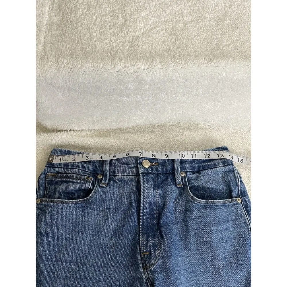 Good American Womens Good Classic High Rise Jeans Raw Hem Size 4 Waist 27 - Image 7