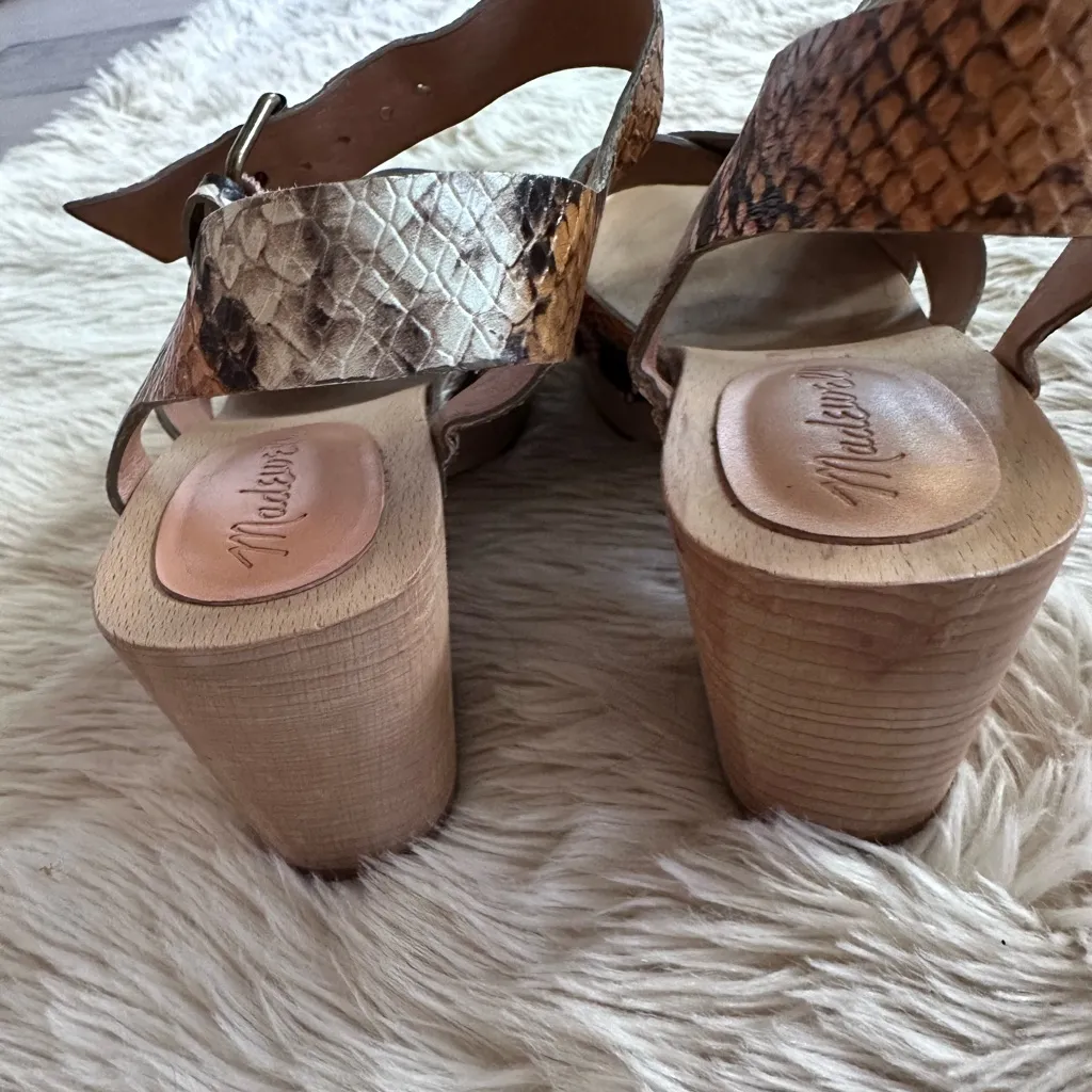 Madewell Johanna Crisscross Clog Sandal in Snake Skin Embossed Leather Size 6.5 Brown - Image 12