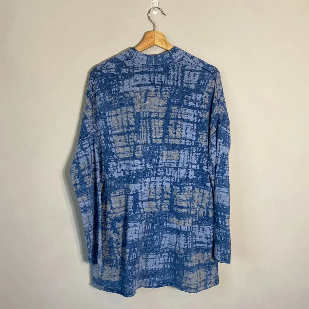 NWOT J. Jill Pure Jill Indigo Abstract Knit Cardigan Sweater Womens XS Blue Cozy - Image 3