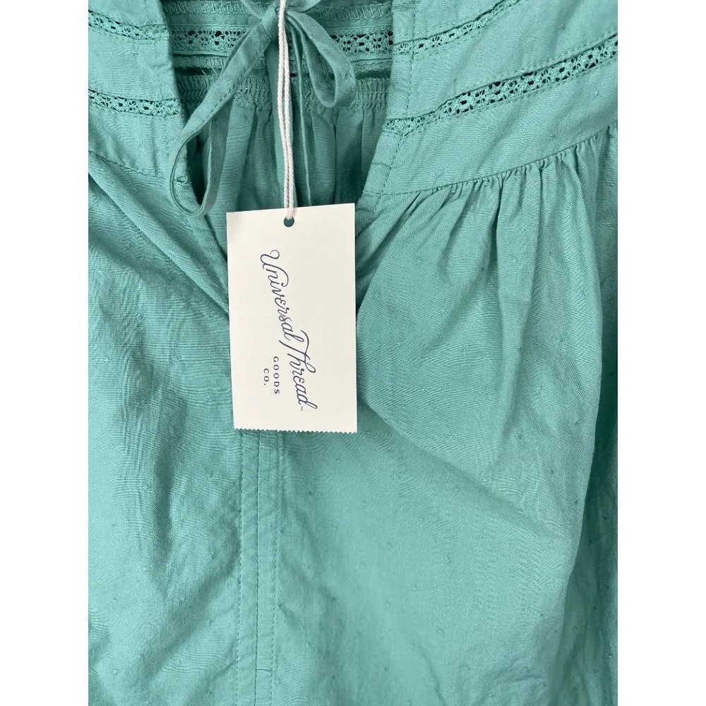 Universal Threads Blouse Green Cotton Bohemian Lace Top Size S Loose Fit Target - Image 6