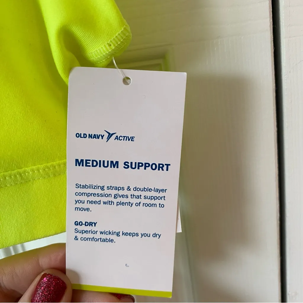 Old Navy NWT Active Medium Support Sport Bra XL Neon Yellow - Image 3