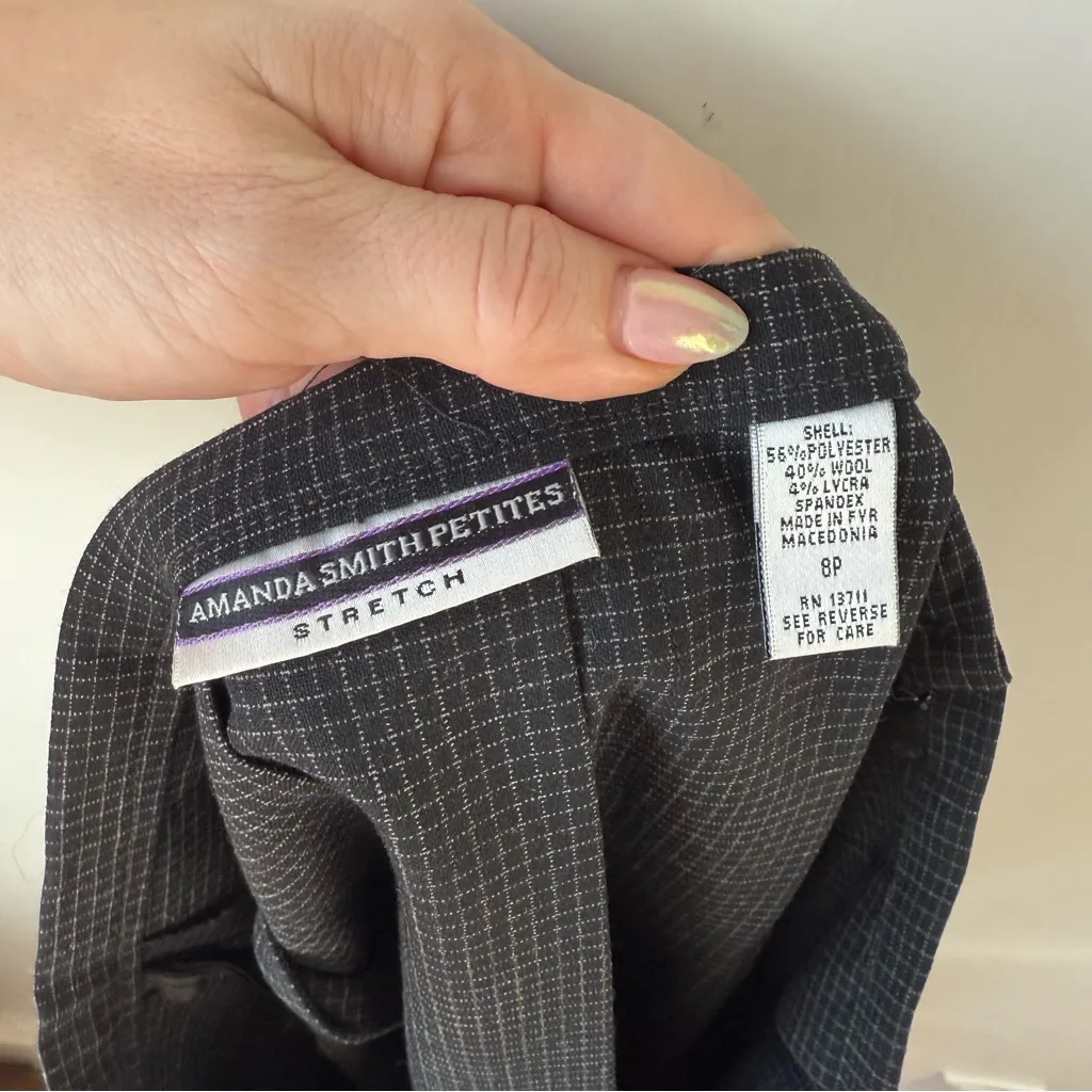 Vintage 90s Amanda Smith Petites Black Wool Blend Pleated Mini Skirt 8p - Image 3