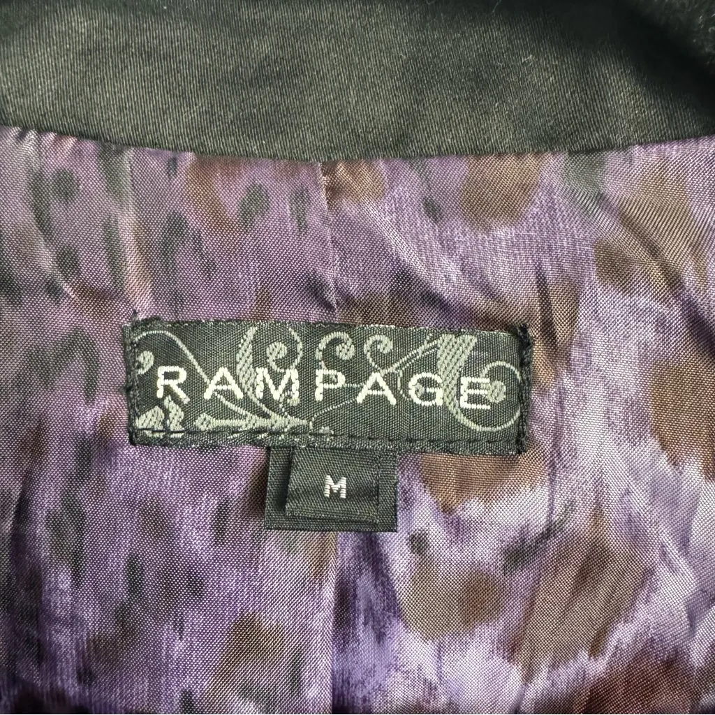 Vintage Deadstock y2k Rampage black one button blazer with animal print lining M - Image 3