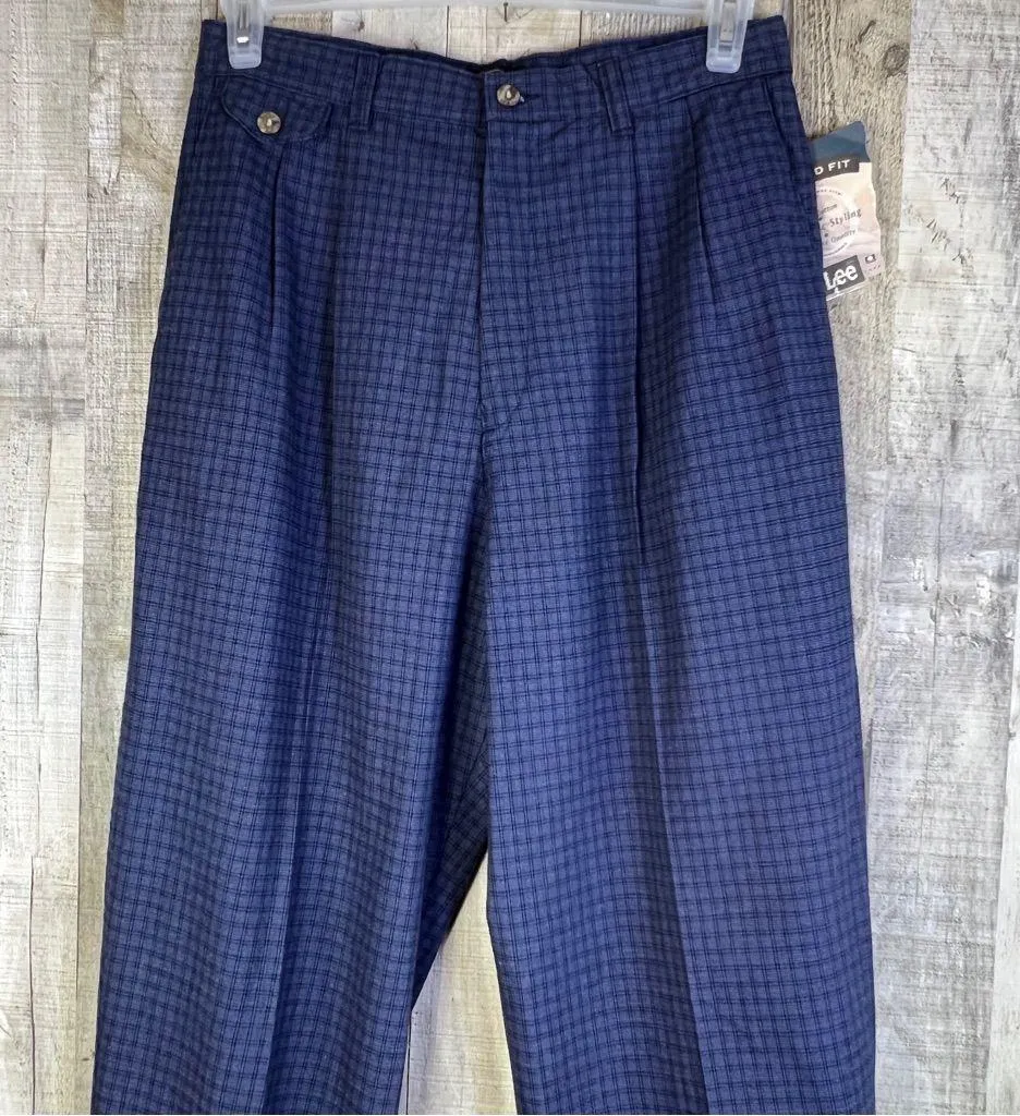 Vintage Y2K LEE Relaxed Fit No Stretch Khaki Plaid Pants Blue & Tan Plaid Print - Image 3