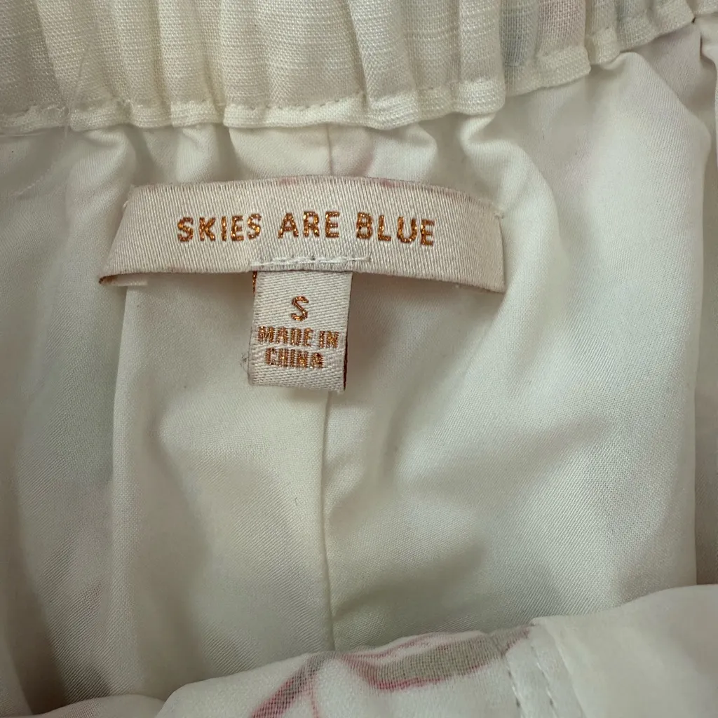 Skies Are Blue Magenta Multi Floral Linen Blend Shorts Small - Image 3