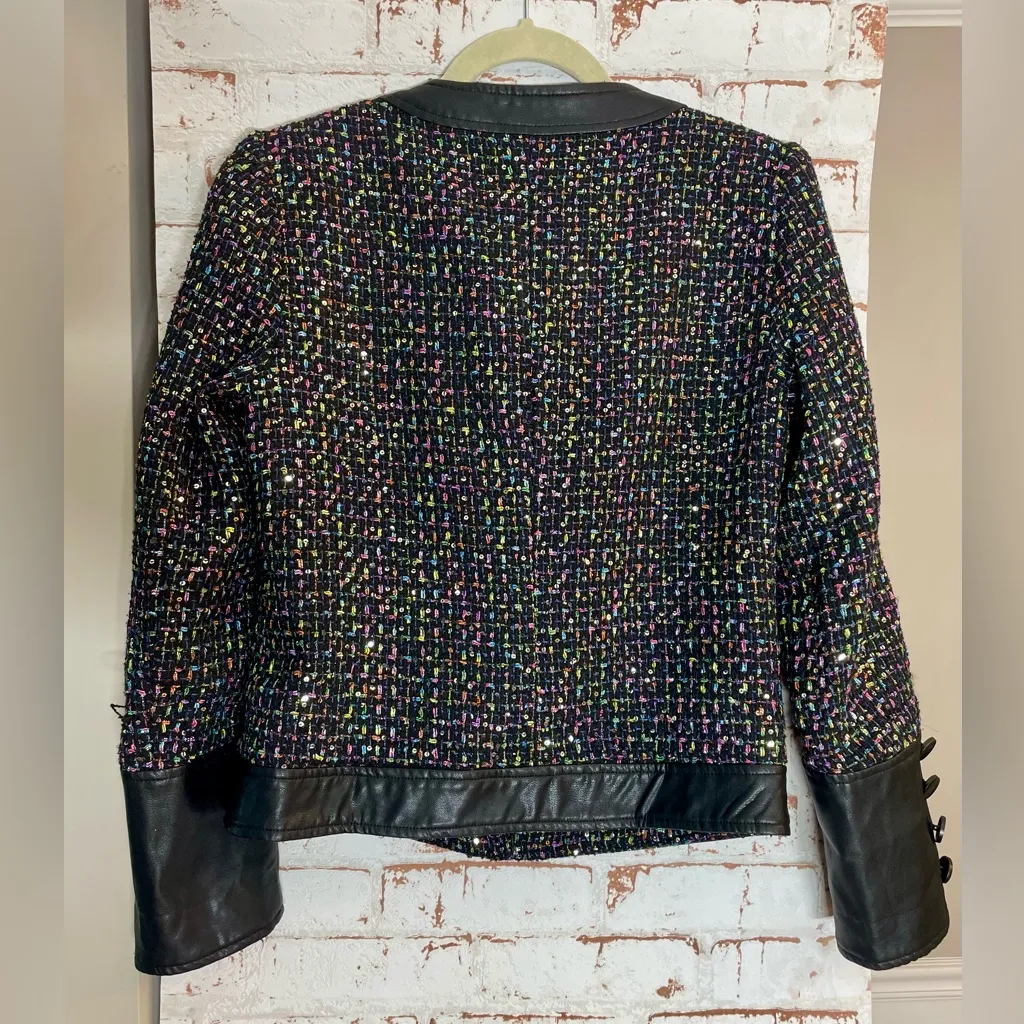 Gracia Multicolor Tweed Blazer with Black Accents - Image 2