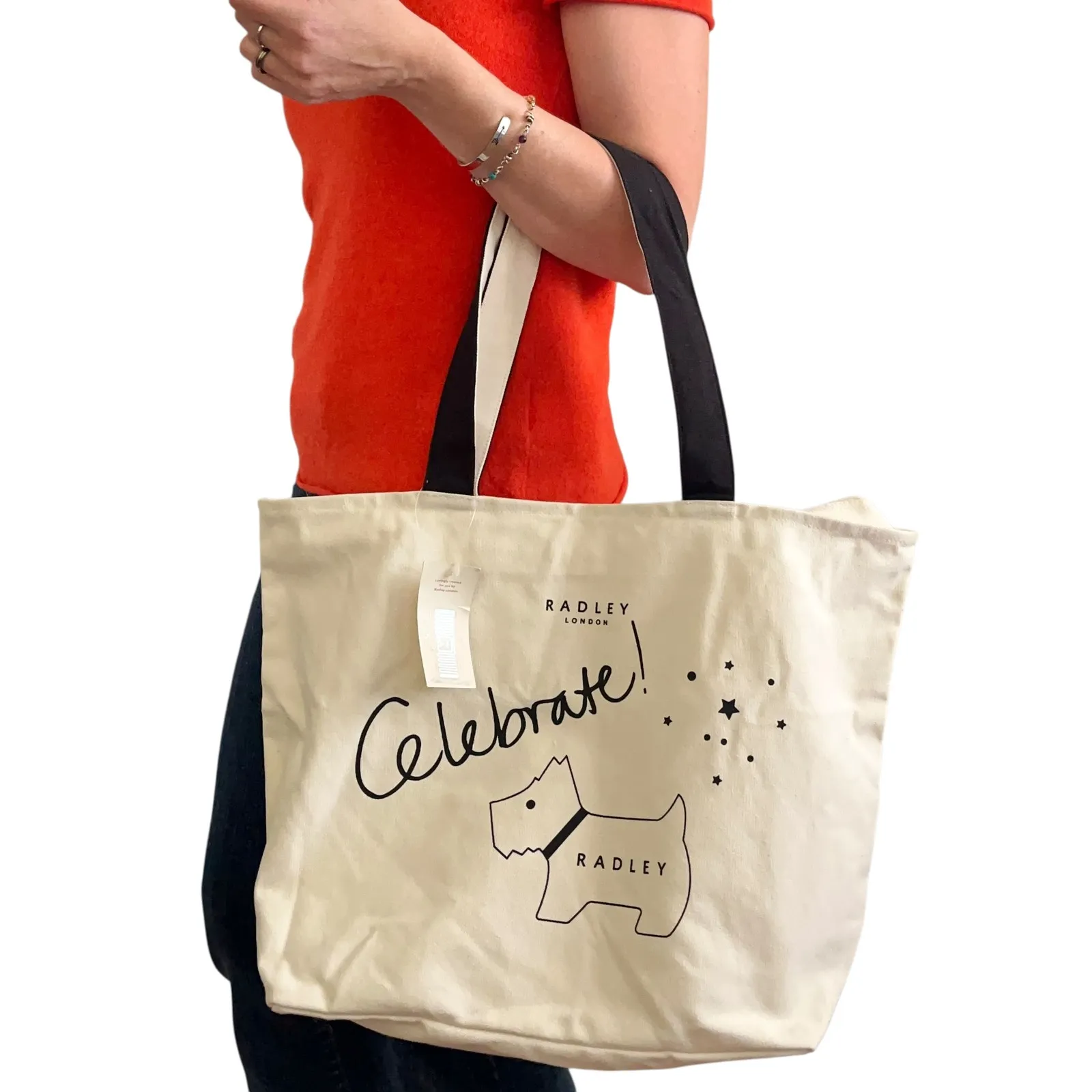 NWT Radley London Celebrate Scottie Dog White Canvas Top Zip Tote Bag - Image 2