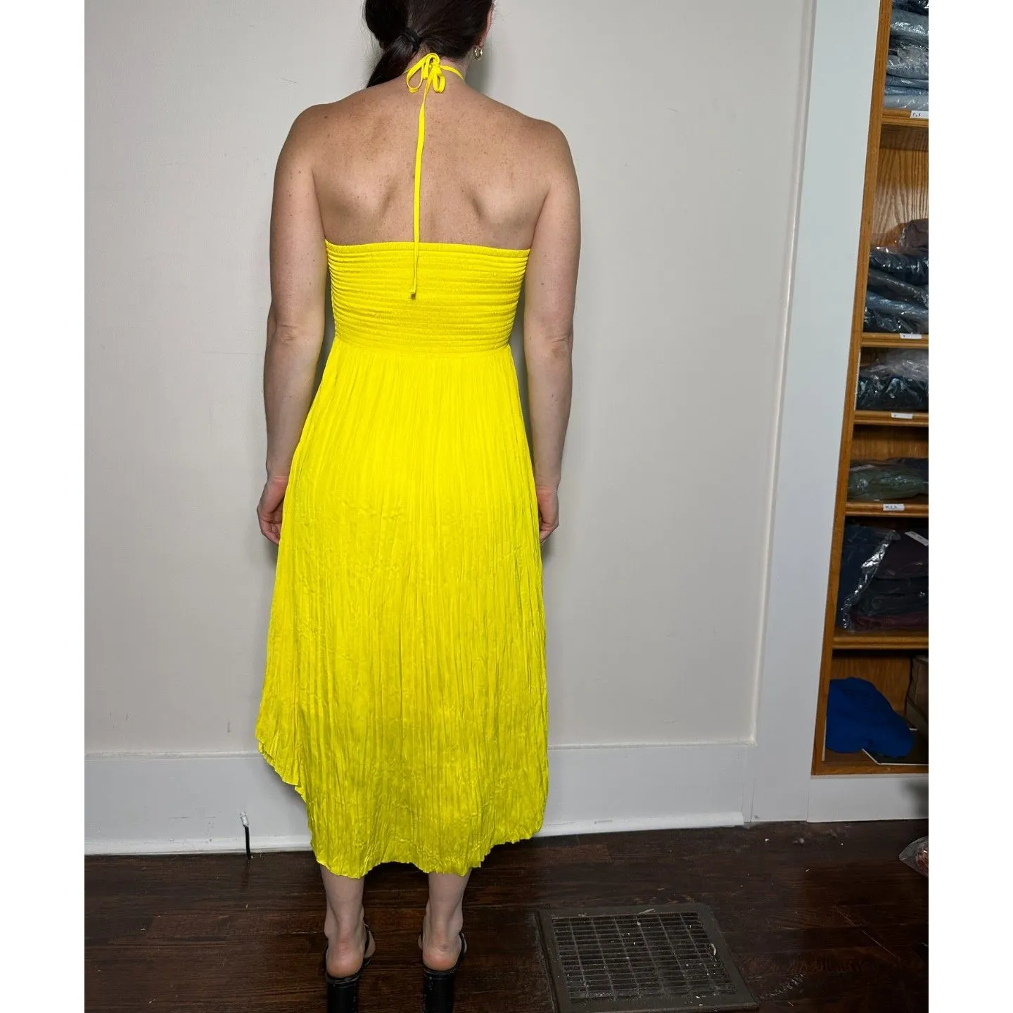 White House Black Market Strapless Pleated Tie Waist Midi Dress Size 6 NWT - Image 6