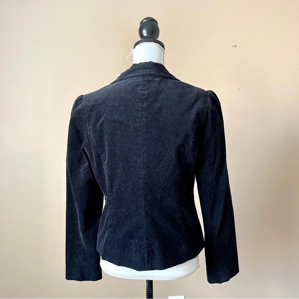 Forever 21  | Black Velour Blazer Jacket Sz L - Image 4