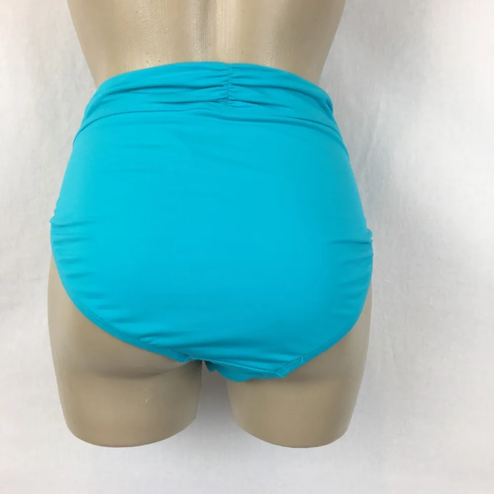Athleta Blue Swim Shirred Band High Waist 2 Piece Bikini Bottom L - Image 2