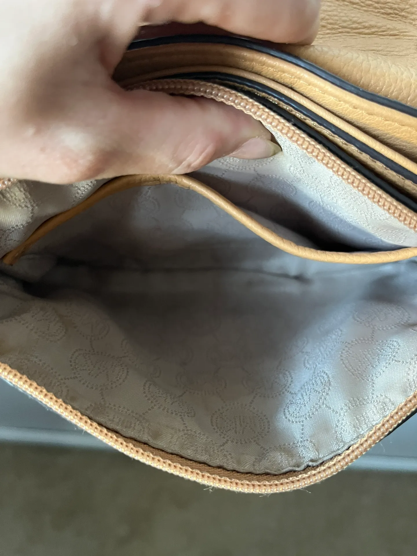 Tan Leather MK Crossbody Purse - Image 3