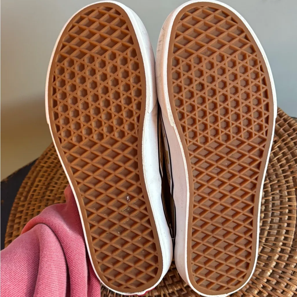 Vans Yellow and White Checkered Slip-On Sneakers - Image 4