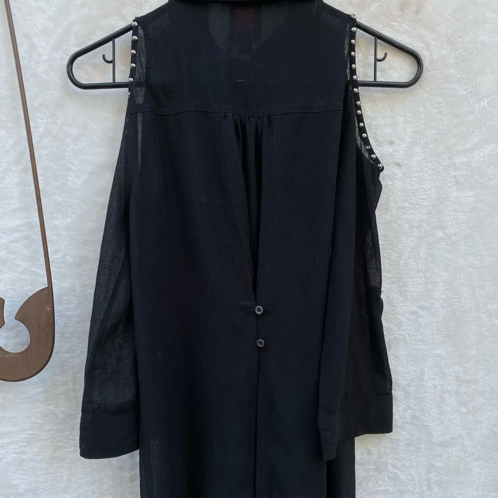 2B BEBE Cold Shoulder Polyester Blouse Black - Image 5