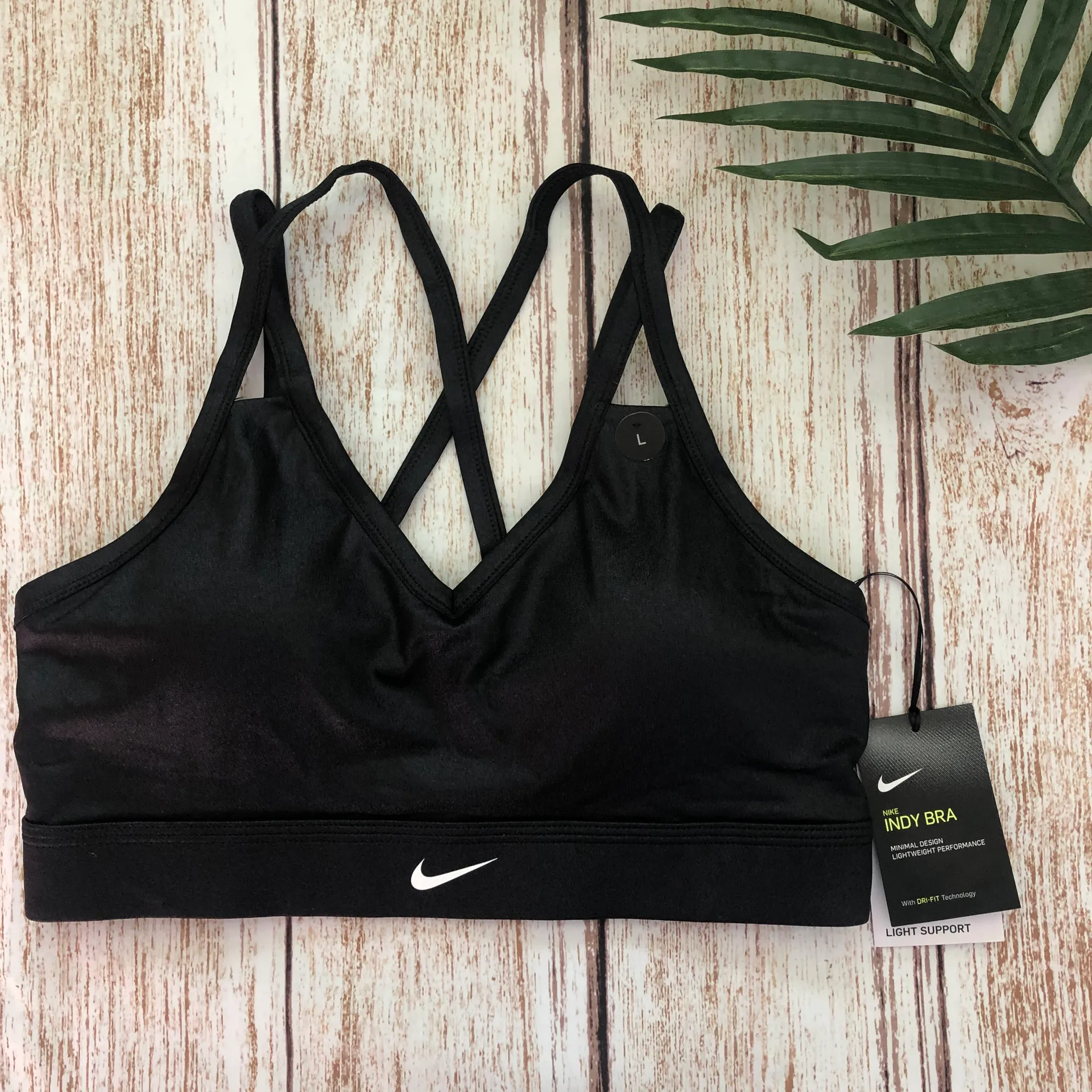 Nike New  Black Shimmer Indy Dazzle Sports Bra Size Large - Image 4