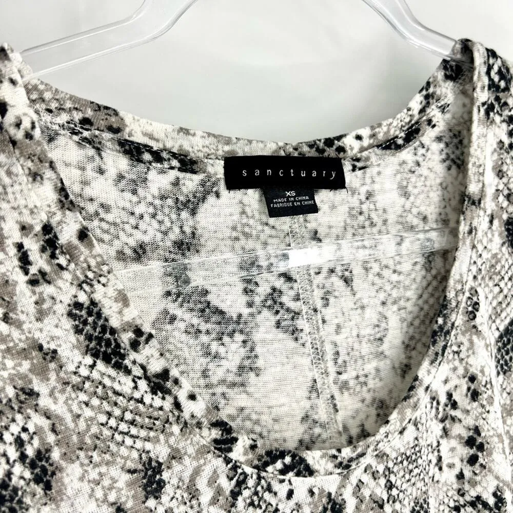Sanctuary Snakeskin Scoopneck Cap Sleeve Linen T-Shirt XS - Image 5