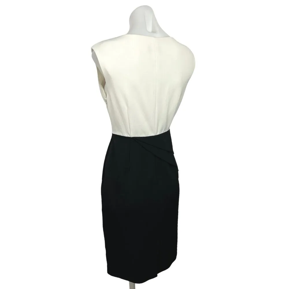Adrianna Papell White Black Asymmetrical Peplum Sleeveless Mini Sheath Dress S - Image 2