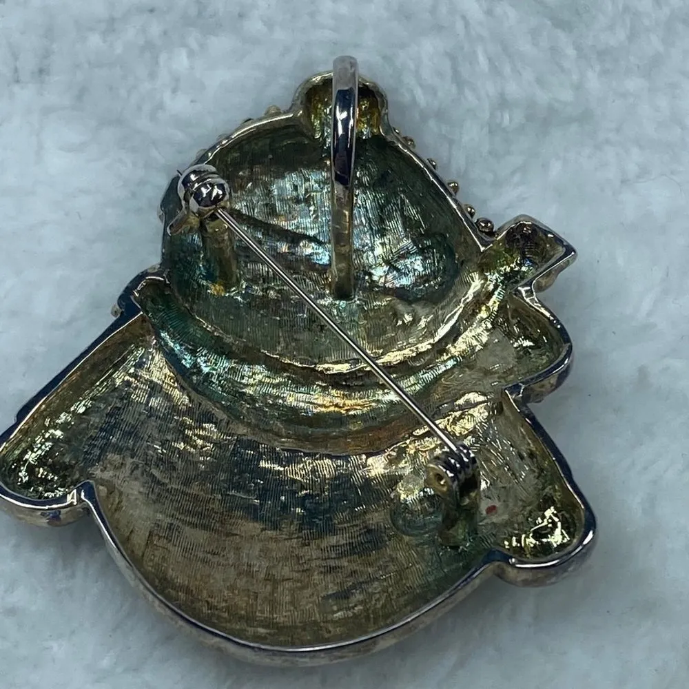 Snowman Winter Christmas Holiday Jewelry Brooch Pendant Scarf Hat Silver Tone - Image 9