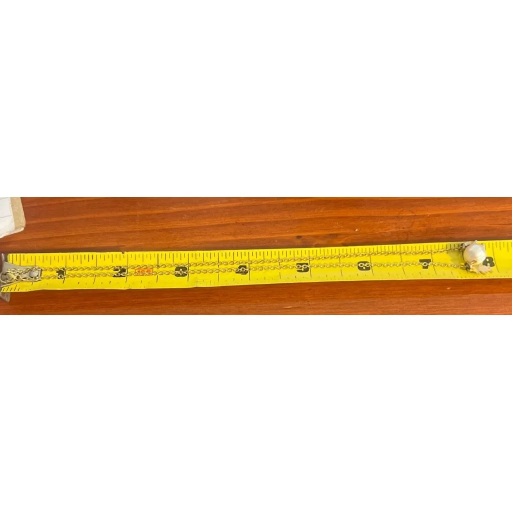 Vintage Gold Tone Chain Necklace Pearl Bead Boy Girl Etched Charms Choker Collar - Image 5