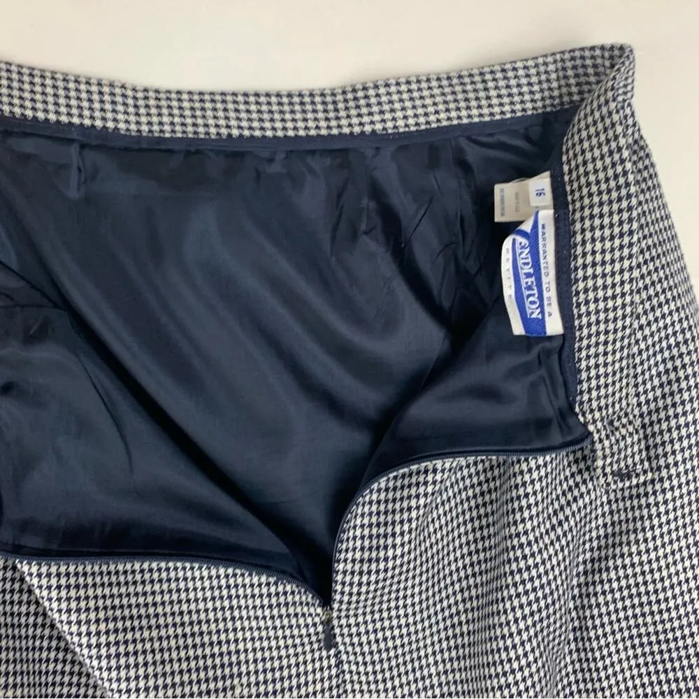 Pendleton womens 14 16 two piece suit skirt set houndstooth navy white show blaz - Image 16