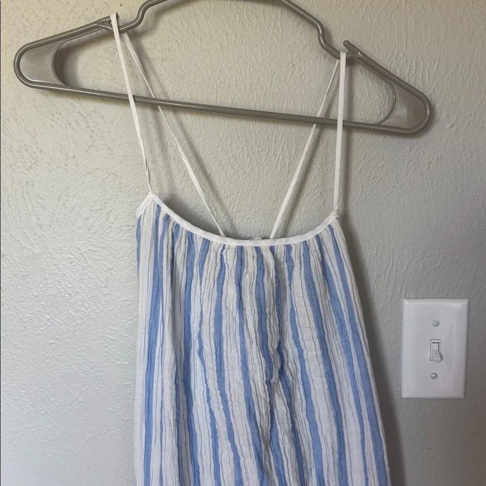 H&M Divided Tie Detail Easy Wear Midi Dress Blue and White Stripe - Image 4