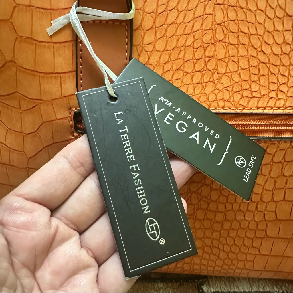 LA TERRE FASHION Luxurious Tan/Orange Shoulder Bag Orange - Image 15