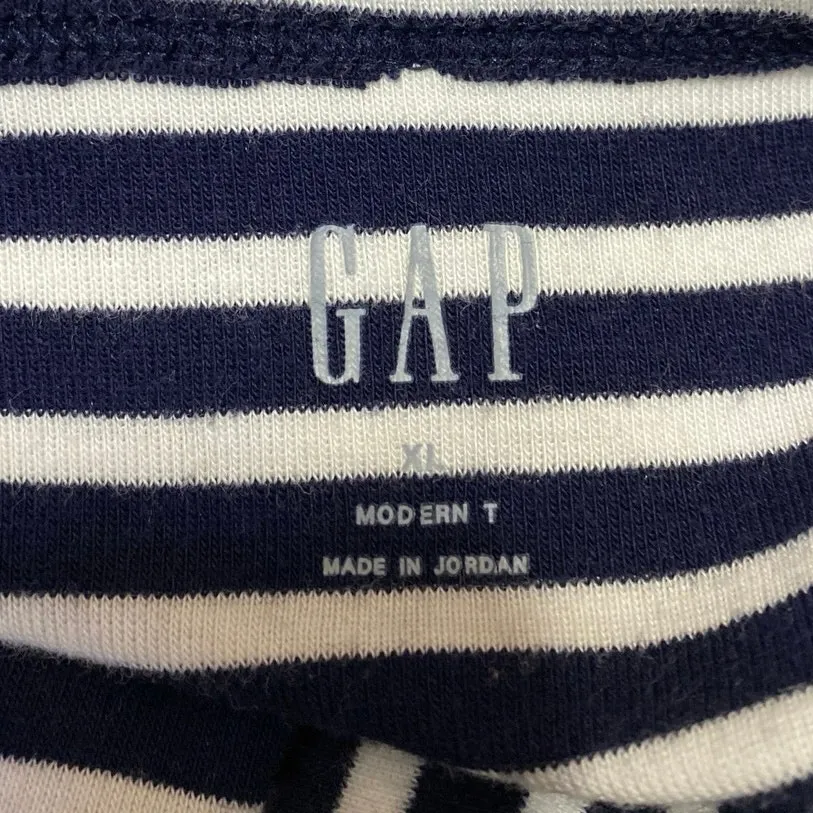 Gap Women's Blue White Striped Square Neck Short Sleeve Knit Tee Shirt Top Sz XL - Image 3