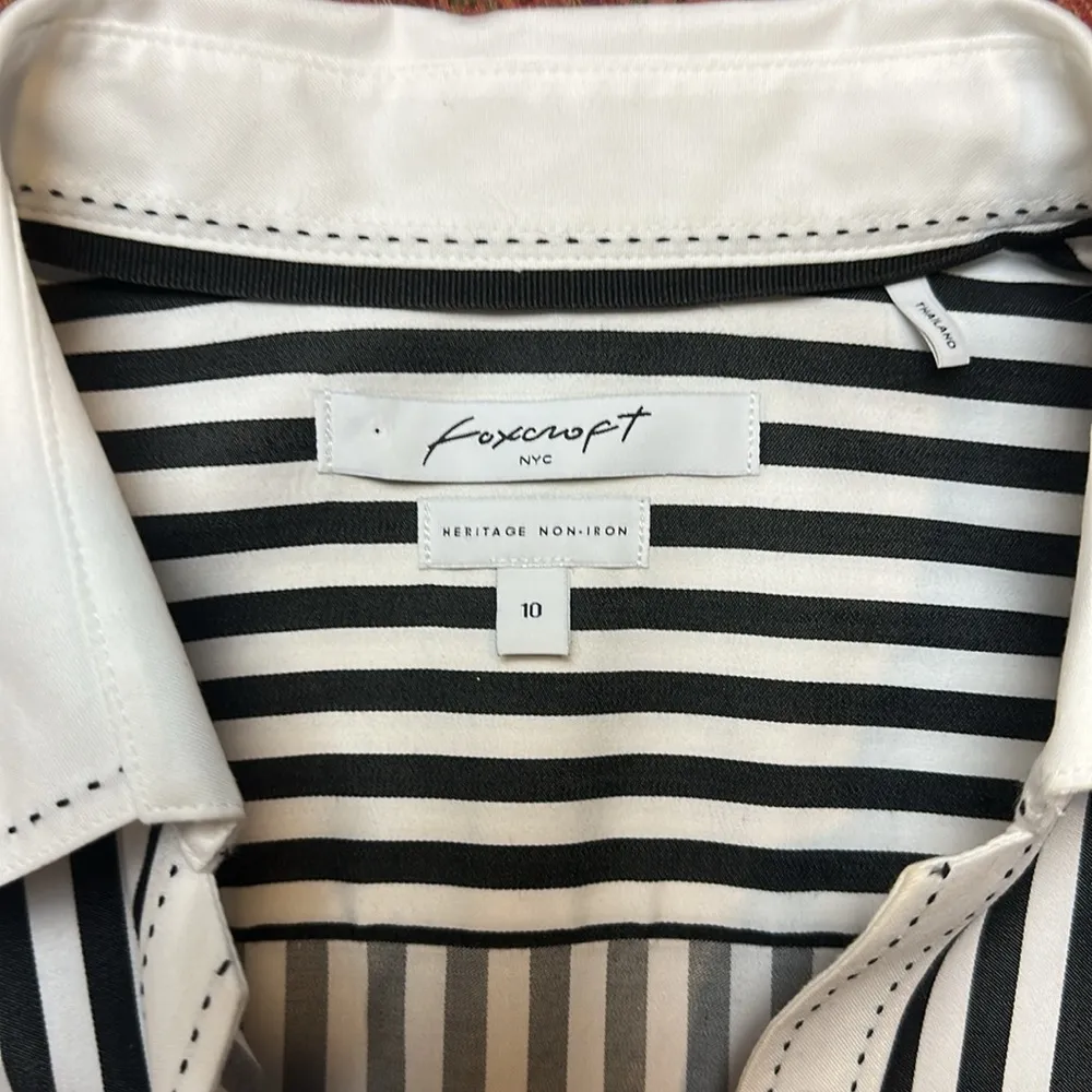 FOX CROFT NYC BLACK WHITE STRIPE LONG FIT BUTTON DOWN - Image 5