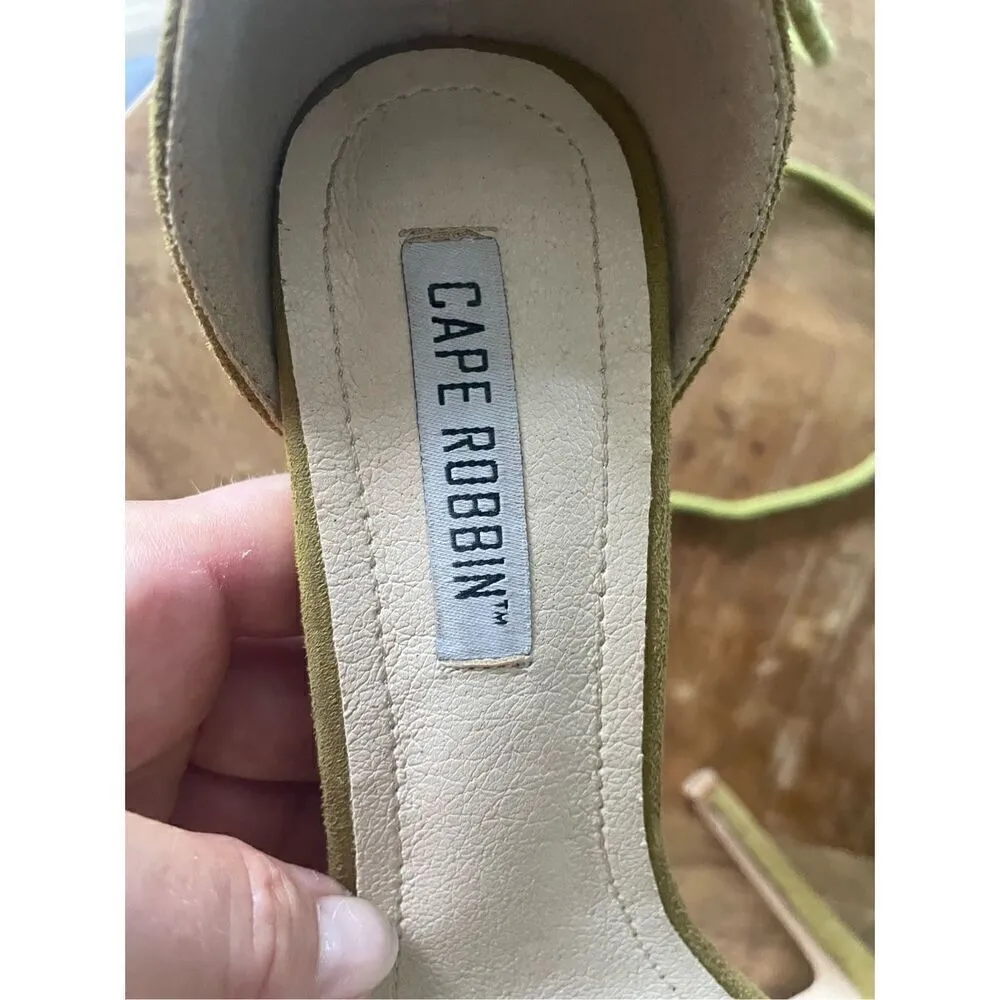 CAPE ROBBIN Clear toe stilettos in green suede heels shoes for women - Image 4