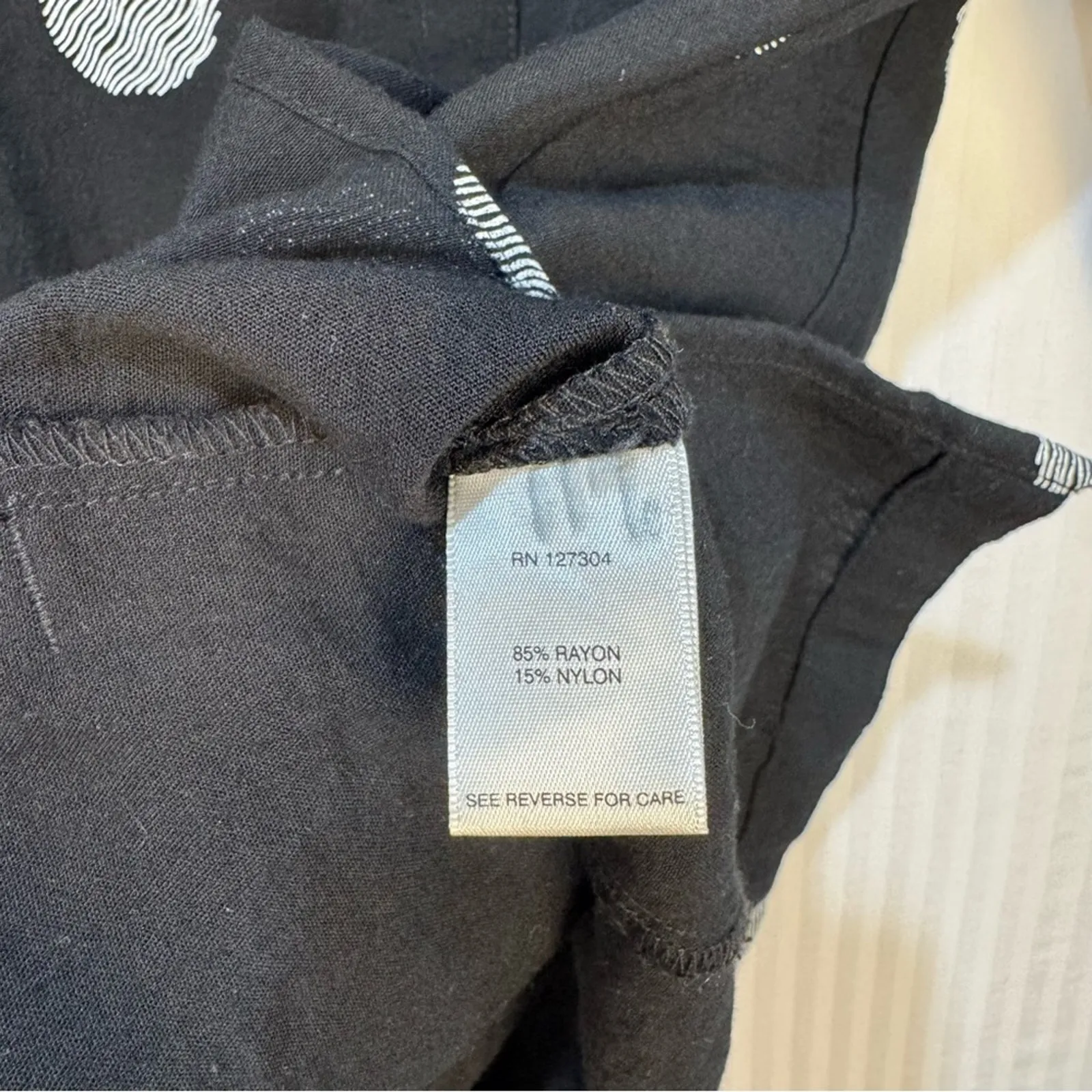 John Mark Black Button-Down Collared Shirt Dress White Polka Dots Size Small - Image 4