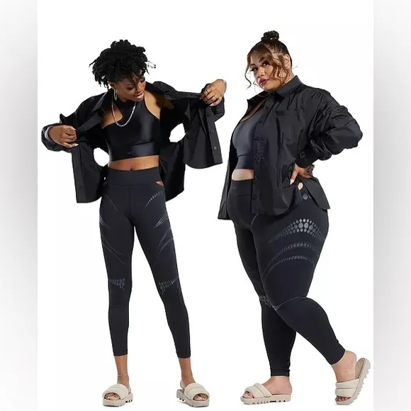 Reebok x Cardi B. Ruched-Sleeve Active Shirt in Black, Plus Size 2X New w/Tag - Image 2