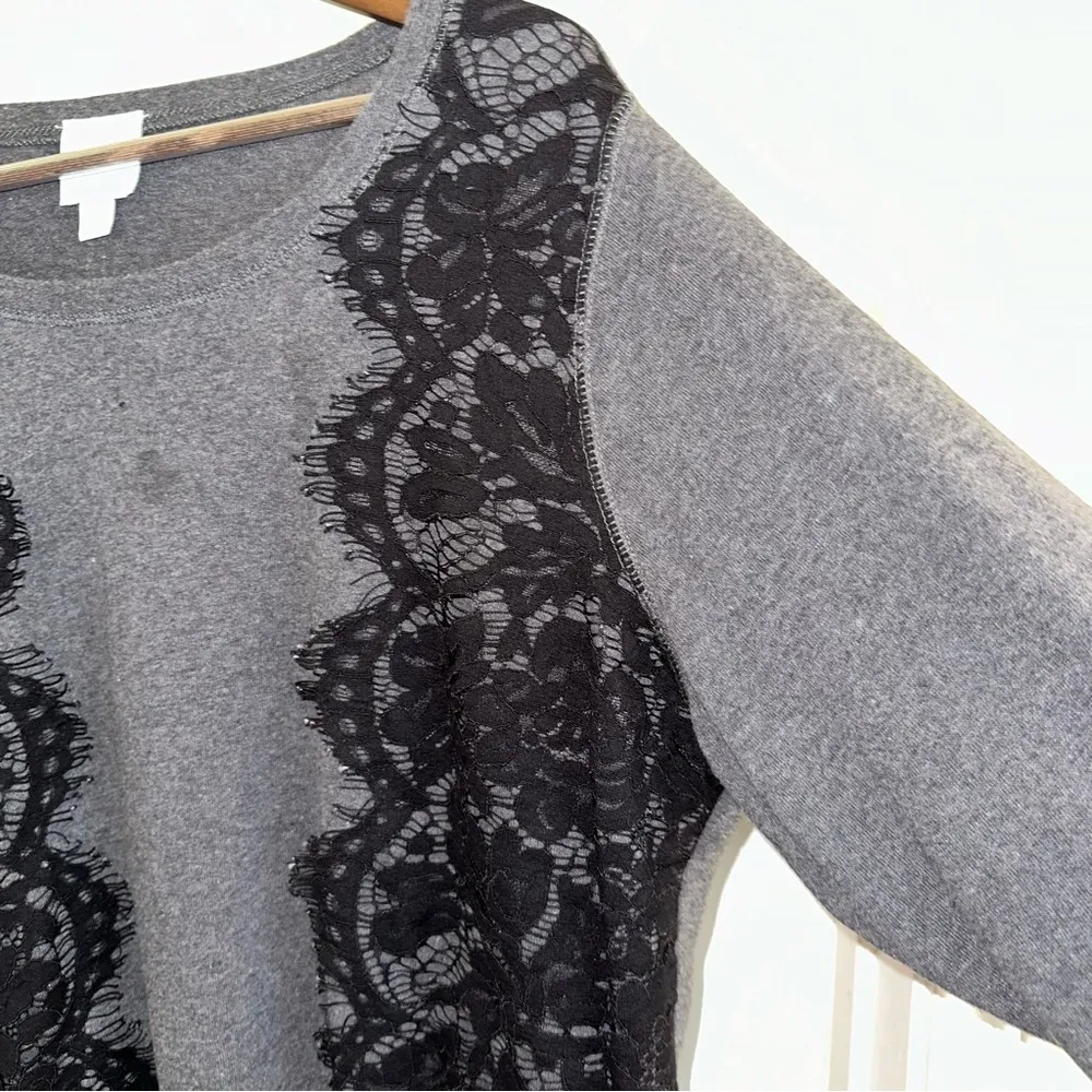 Sundays, gray pullover sweatshirt with black lace women’s 2X - Image 3