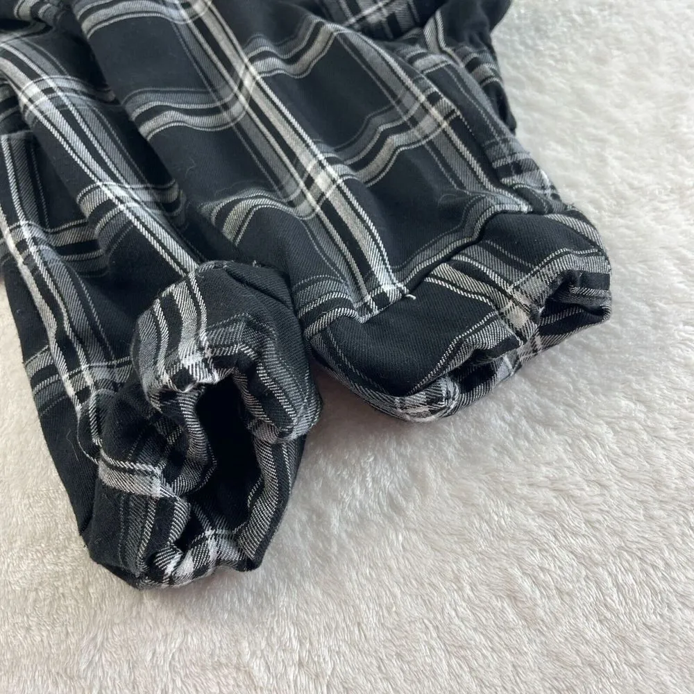 Vintage Rainbow Plaid Crop Top Academia Y2K 90s Womens Sz M Black White Full Zip - Image 12