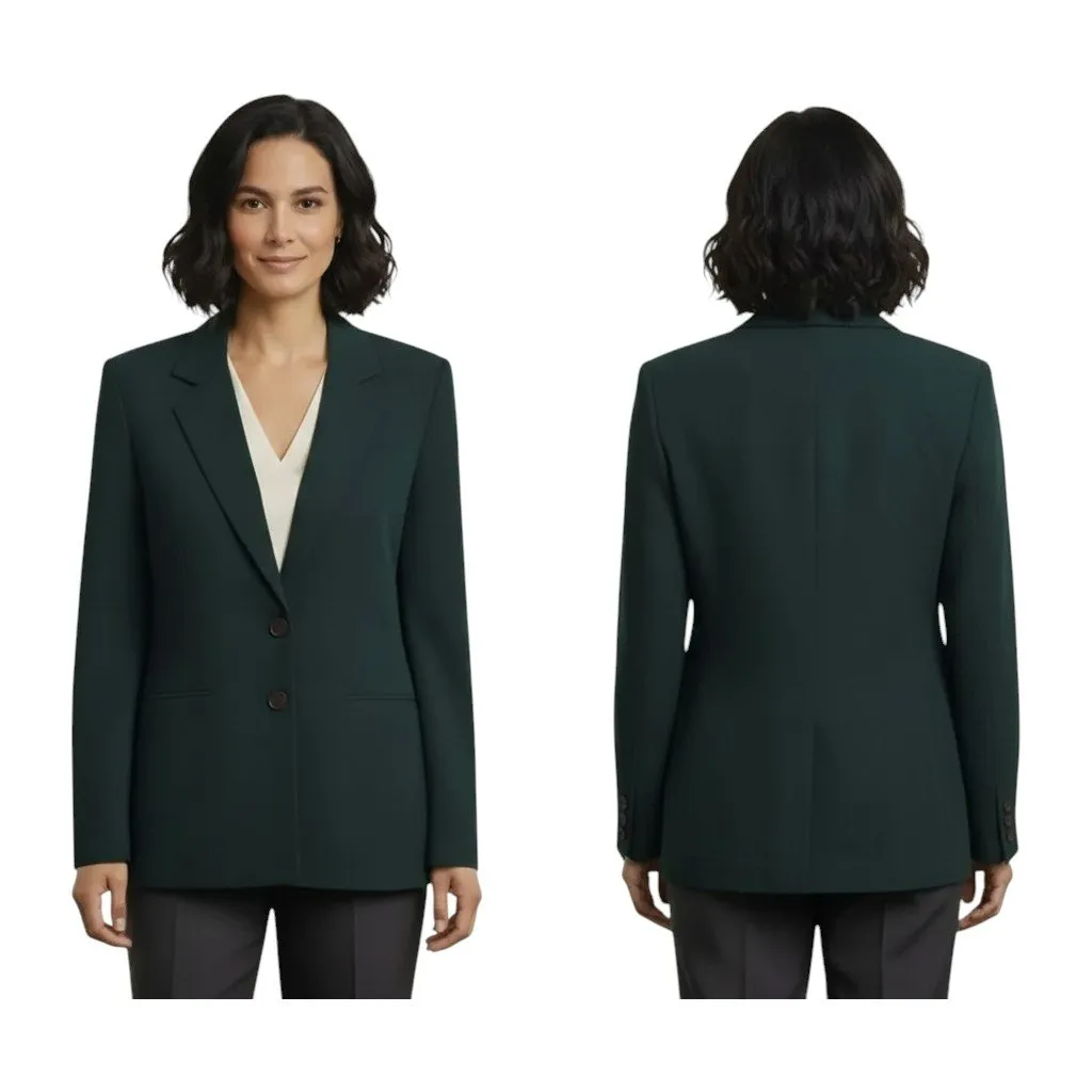 Josephine Chaus Silk Blazer 8P Two Button Green Career Petite NWT ⨠- Image 2