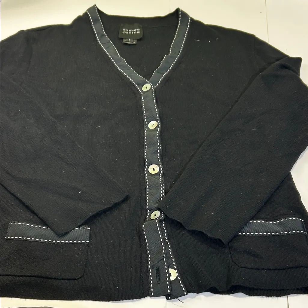 Andrea Jovine Black  Cardigan with Button Details made in Italy - Image 13