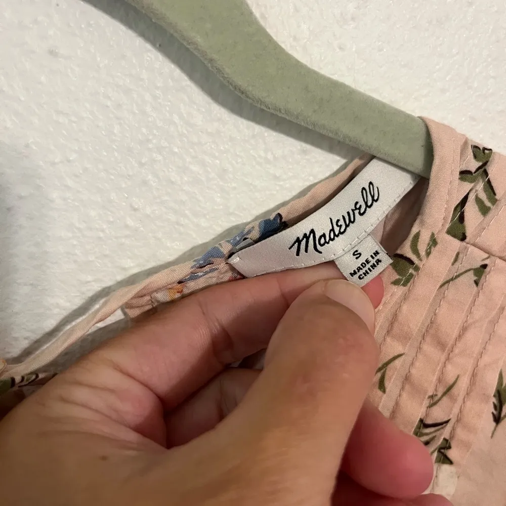 MADEWELL Pintuck Puff-Sleeve Mini Dress in Seaside Floral Pink Size Small - Image 7