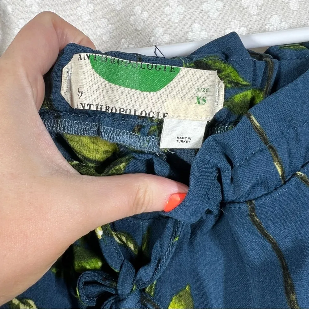 Anthropologie Blue‎ Lemon Print Oversized Burmuda Shorts - Image 4