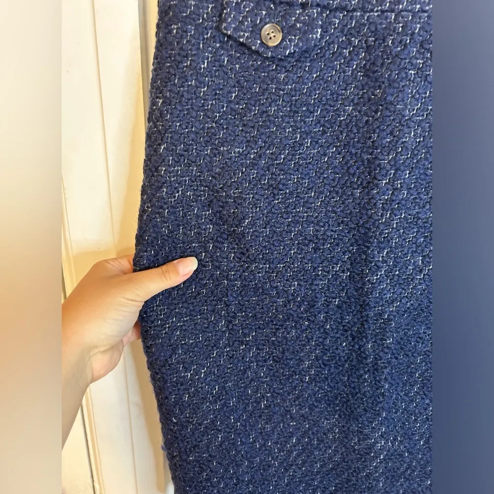 J.Crew Navy Blue Wool Pencil Skirt - Image 4