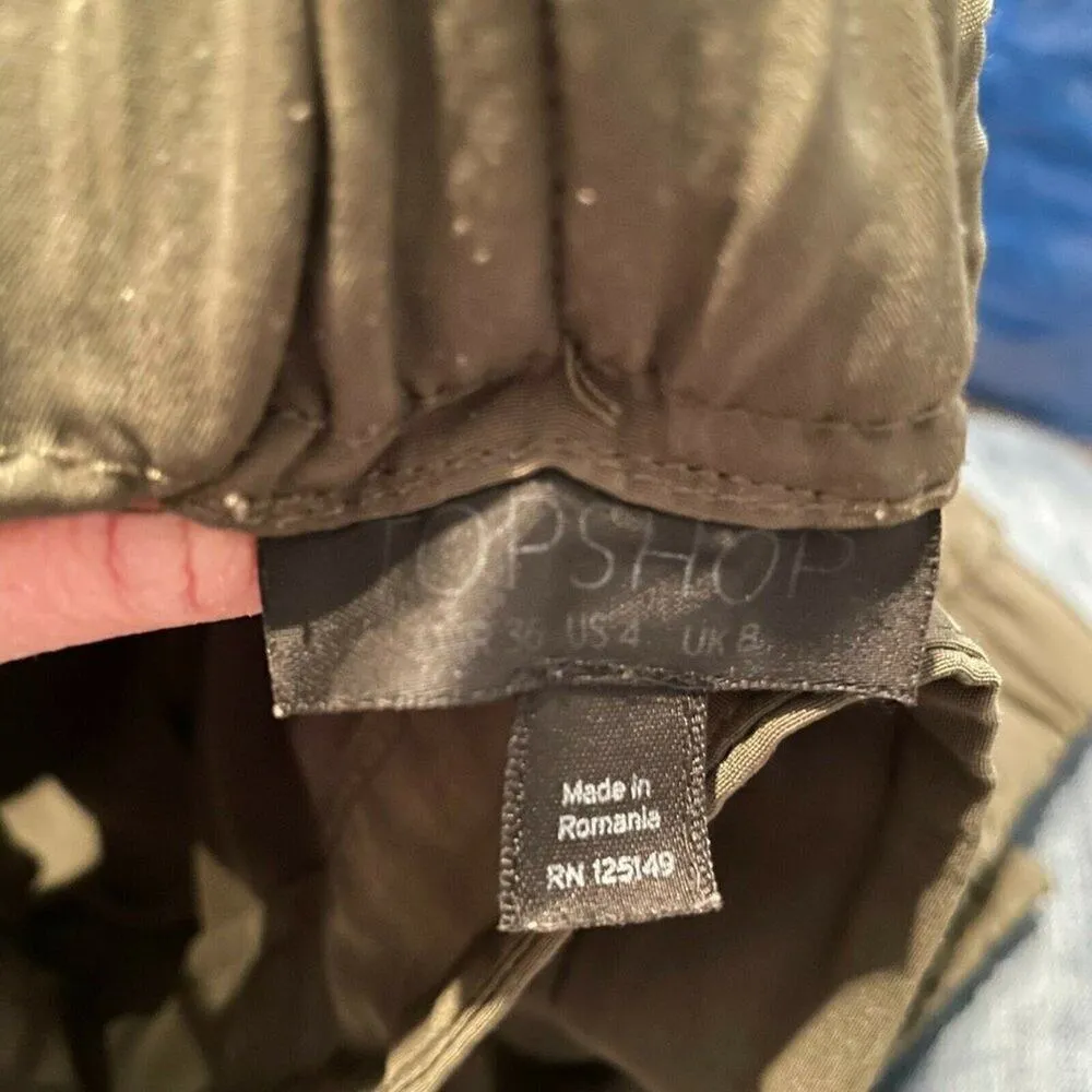 Topshop Womens Green Pockets Elastic Waist Straight Leg Jogger Pants Size 4 - Image 7