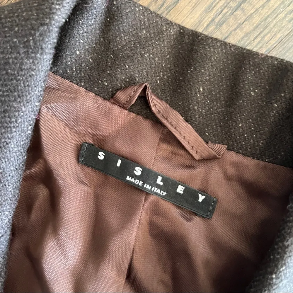 SISLEY brown tweed belted blazer Size XS - Image 11