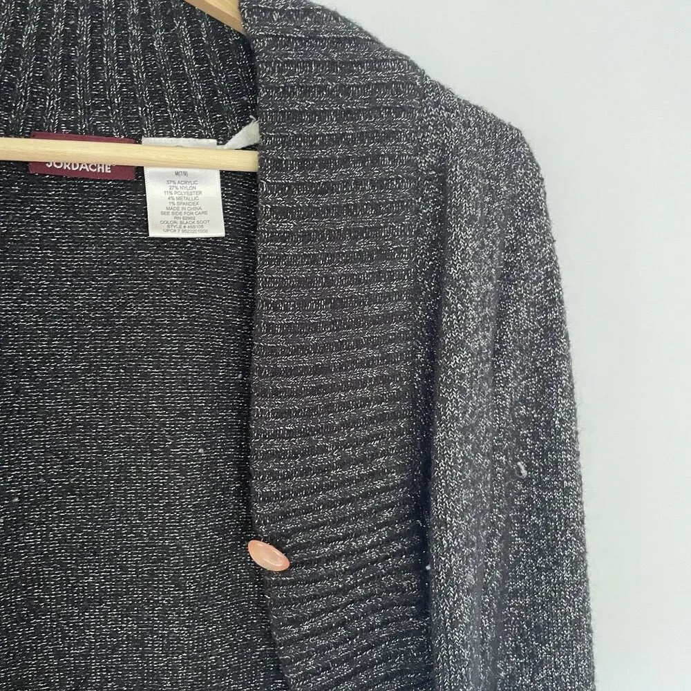 Jordache silver gray one button cardigan shrug knit style warm comfortable - Image 3