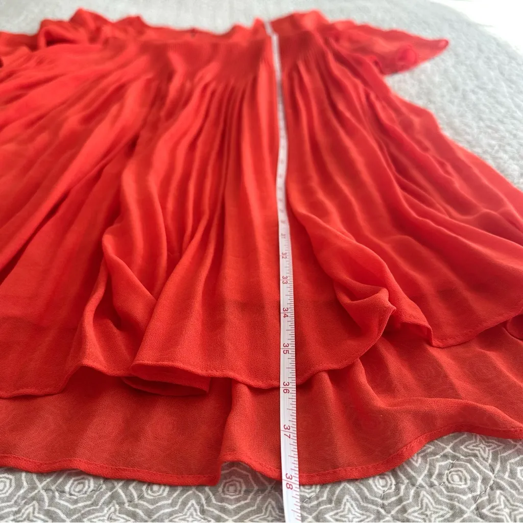 Maeve Anthropologie Edie Pleated Swing Mini Dress Bright Orange Size 4 - Image 10