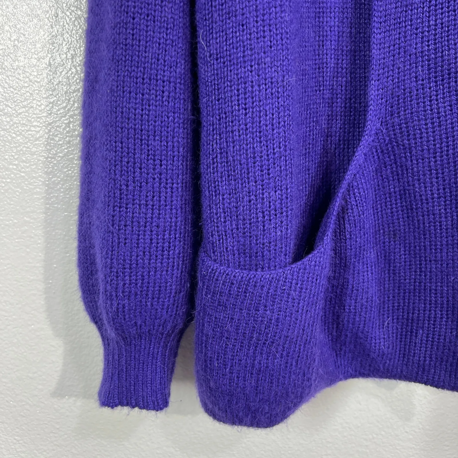 Designer Threads Purple 100% Alpaca Knit‎ Cardigan Sweater L Hand Made In Peru Size L - Image 4