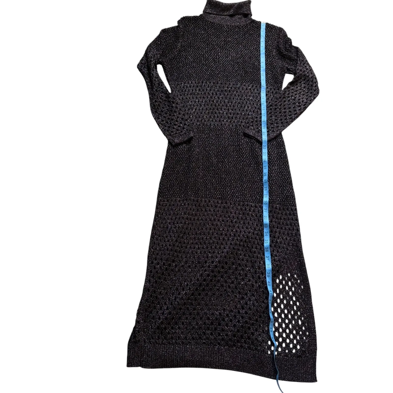 Reiss NWT Antonella open Knit Midi Dress Turtleneck Long Sleeve Metallic Size‎ L - Image 7