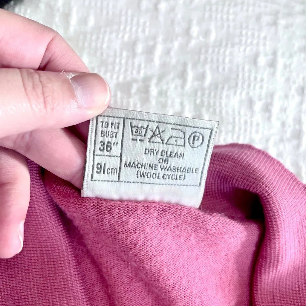 House of Fraser Pure Lambs Wool Pink Sweater Size 14 Vintage Cottagecore - Image 4