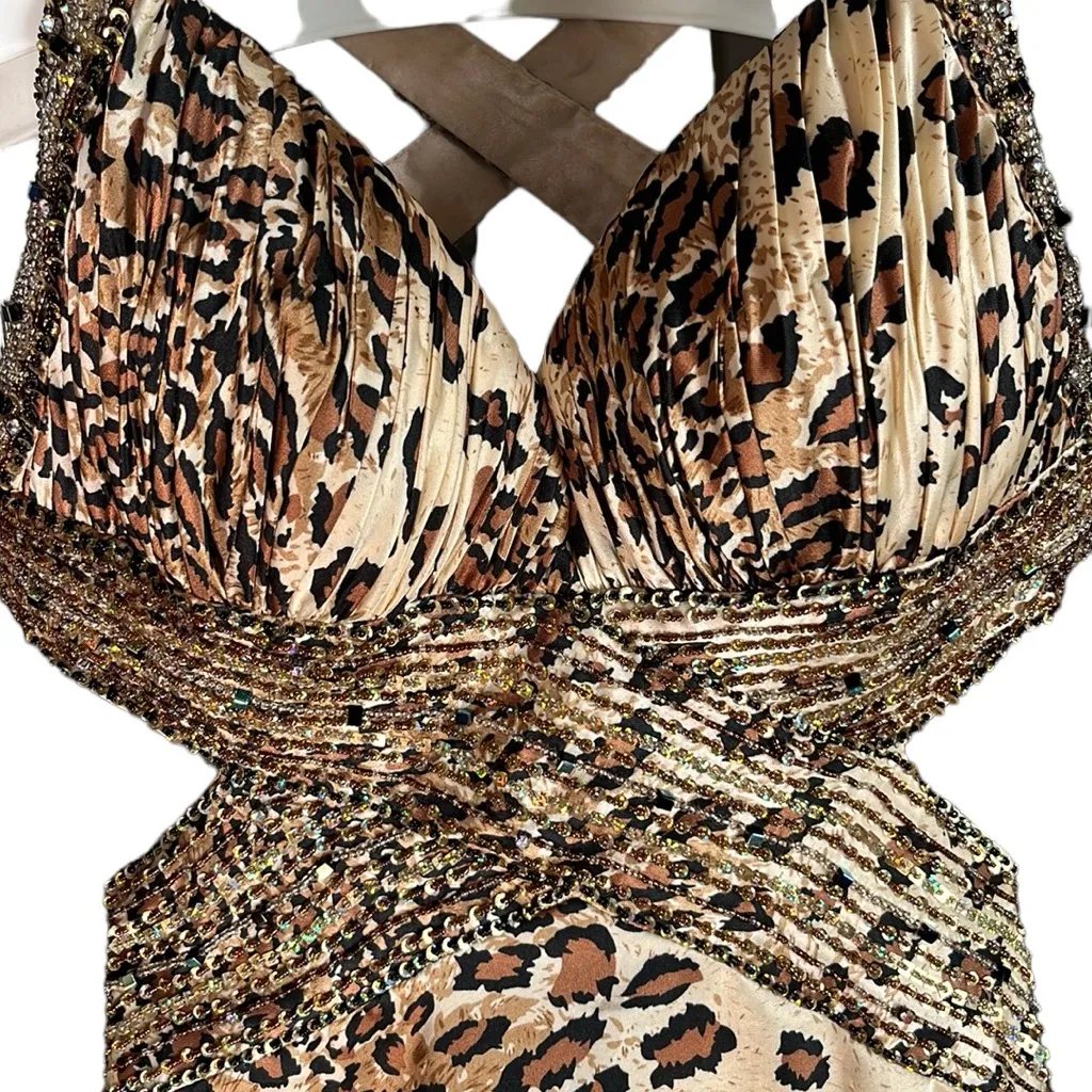 Entice Evening satin prom gown with train Brown Size 4 - Image 14