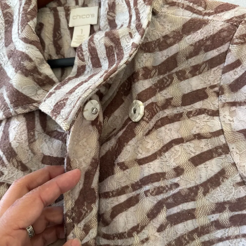 Chicos Zebra Lace zee 3/4 sleeve Cardigan Sweater blazer size 1 or medium - Image 8