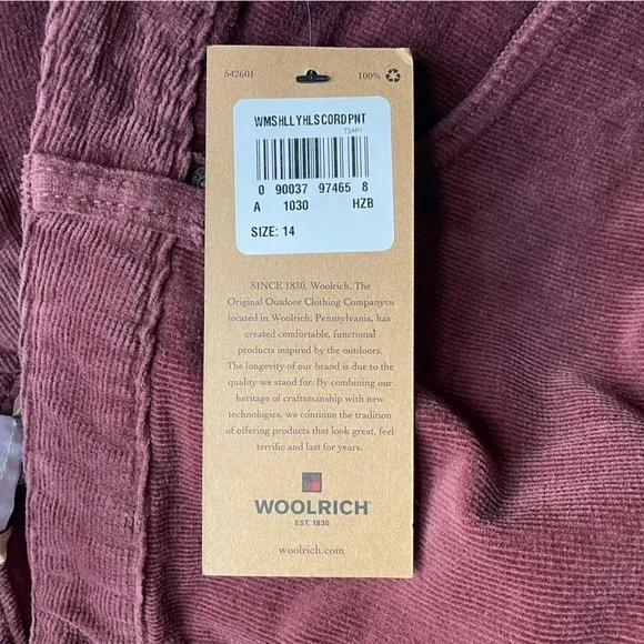 NWT Woolrich Holly Hills Stretch Corduroy Pants Brick Red Straight Leg Size 14 - Image 11